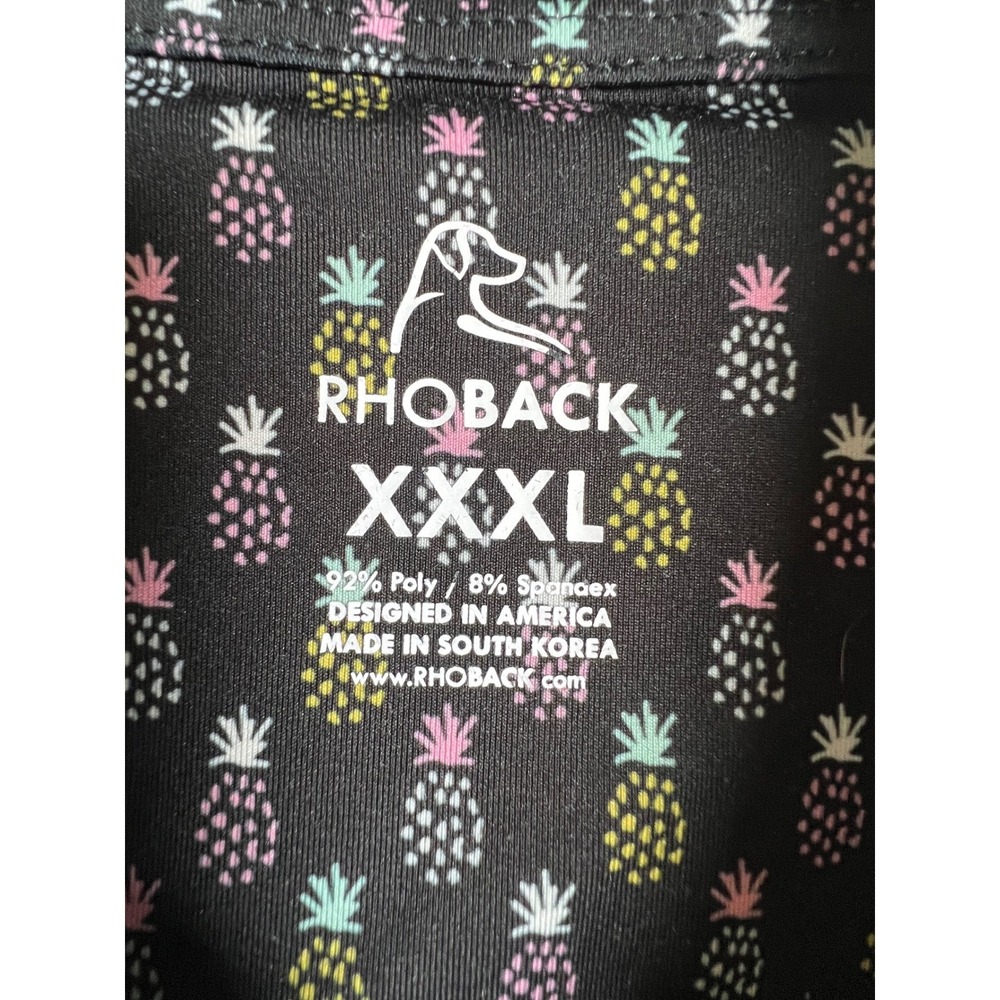 Men's RHOBACK Golf Polo 3X Black with Colorful Pineapples. Ne without tags